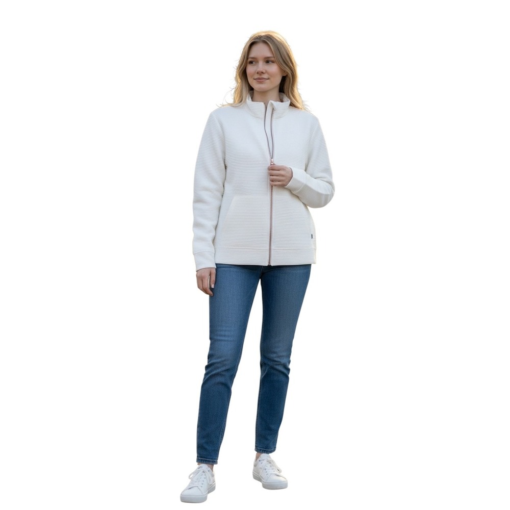 Skechers California Comfort White Ribbed Full Zip Jacket Women's Size L